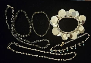 Vintage Costume Jewelry Lot 3 Bracelets 2 Chokers 1 Anklet - Picture 1 of 8