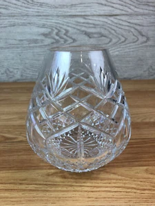 Clear Crystal Cut Glass Bowl Vase 6" Tall Diamond And Leaf Pattern - Picture 1 of 9