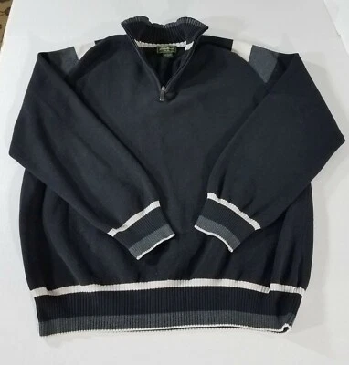 Eddie Bauer Colorblock Knit 1/4 Zip Sweater Men Tall Size LT Black Gray White - Image 1 of 4