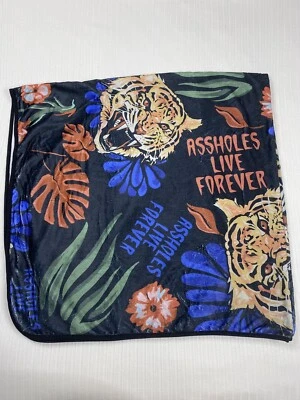 A**Holes Live Forever Tropical Tiger Throw Blanket 60”x60” - Image 1 of 2