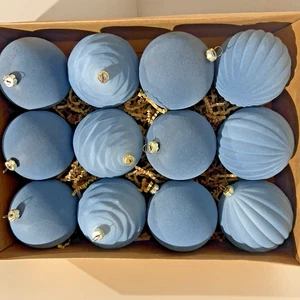 12 Stück beflockte Weihnachtskugeln Set Samt Christbaumschmuck Hängedeko`; - Bild 1 von 4