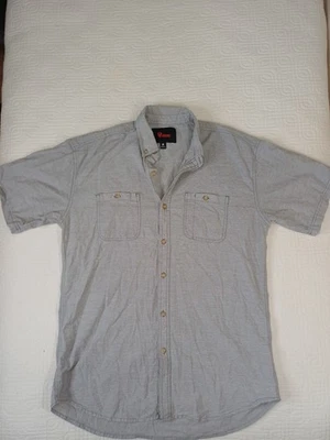 Camisa estoica para hombre con botones grande gris jaspeado manga corta cuello bolsillo Foto 1 de 4