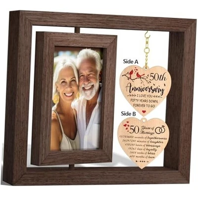Marco de fotos 50 aniversario de boda - A8. Marrón envejecido - 50 aniversario Foto 1 de 4