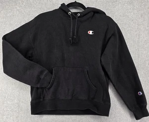 Sudadera con Capucha Champion Para Mujer M Negra Tejido Inverso Mezcla Algodón Logo Y2K De Colección - Imagen 1 de 9