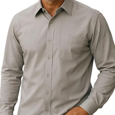 Camisa de vestir Omega gris manga larga Italia talla mediana algodón poliéster para hombre Foto 1 de 4