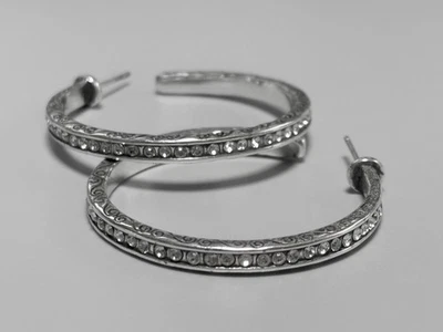 Pendientes de aro Brighton Secret Of Love con cristales transparentes - 1,5" de diámetro Foto 1 de 4