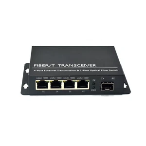 Gigabit 1 SFP Ethernet Switch Fiber Optical Media Converter Single Mode 4 RJ45 - Picture 1 of 6
