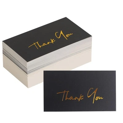 Gold Mini Thank You Cards Small Business - 100 PK - Flat Card No Fold, 2 x 3.... - Image 1 of 4