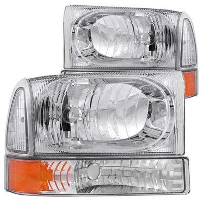 ANZO for 2000-2004 Ford Excursion Crystal Headlights Chrome w/ Corner Lights 2pc - Image 1 of 4