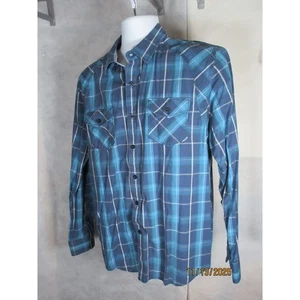 American Rag Slim Fit Plaid Long Sleeve Button Down Shirt Men Size Large Blue - Picture 1 of 5