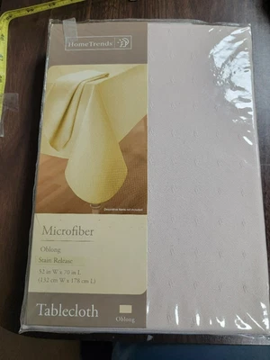NEW~HOME TRENDS Tan Stain Release Poly Microfiber Tablecloth 52" x 70" Oblong - Image 1 of 4