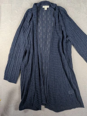 Cárdigan Suéter Coldwater Creek Frente Abierto Para Mujer Medio Azul Tejido Abierto Largo D Foto 1 de 4