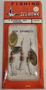 Vintage/NOS New Package of 3 Lures Seahawk SKIL MEP Spinners Made in Japan - Picture 1 of 6