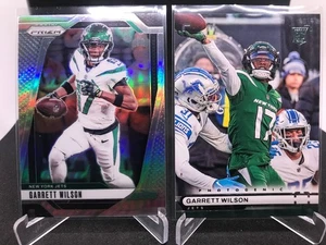 (2) Garrett Wilson lotto Prizm argento e fotogenici Rookie RC Jets - Foto 1 di 1