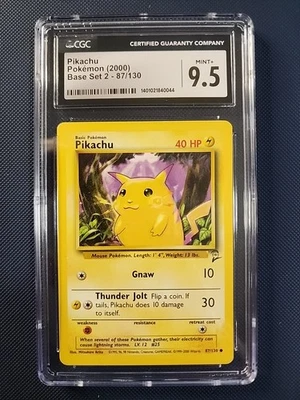 Vintage CGC 9.5 MINT + Pikachu 2000 Base Set 2 87/130 Pokemon Card CGC - Image 1 of 2