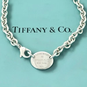 AUTHENTIC Tiffany & Co Necklace- Vintage Return to Tiffany- Oval Tag Necklace - Picture 1 of 8