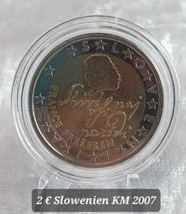 2  Euro Münze Slowenien 2007 - Gedenkmünze - France Preseren - Fast unzirkuliert - Bild 1 von 2