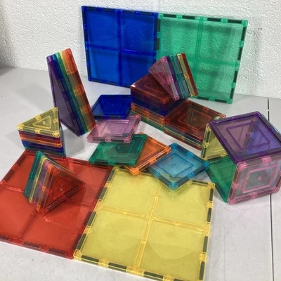 Lot of (55) Picasso Tiles - Magnetic Building Toy Compatible with MagnaTiles - Image 1 of 4
