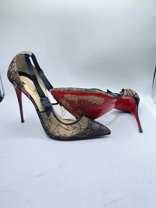 Women's Size 10.5 Christian Louboutin Lace Lace Pattern D'Orsay Pumps SPB 358511 - Picture 1 of 12