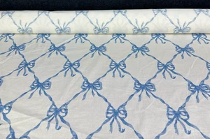 VTG Waverly Schumacher "Bows Jolie" Fabric 10 yds 55” Blue White Cottagecore 90s - Picture 1 of 19