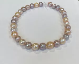 Collana Perla Multicolore Acqua Dolce 13x15mm. Fibbia oro 14k. 17"" - Foto 1 di 16