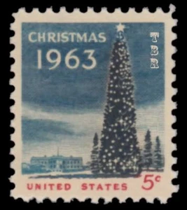 1240a Christmas Tree & White House 1963 Experimental Tagged Issue MNH - Buy Now - Picture 1 of 1