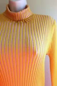 Sies Marjan Pullover Womens S Ribbed Gold Pink Silk Turtleneck Sweater L/Sleeve - Picture 1 of 12