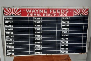 Vintage Wayne Feeds Tiergesundheitshilfen Metall Tafel Schild - Bild 1 von 3