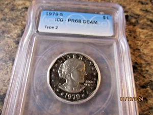 1979-S SUSAN B. ANTHONY DOLLAR PROOF ICG PR68 DCAM TYPE II MINT MARK   1201 - Picture 1 of 3