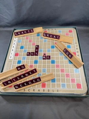 VINTAGE Deluxe Scrabble S&R 1966 Turntable Trays Dark Brown Tiles - Image 1 of 4