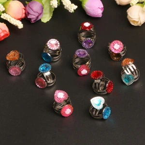10Pcs Kids Crystal Ring Adjustable Princess Jewelry Toys Party Birthday Costume - Picture 1 of 11