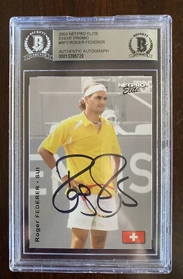 Roger Federer Auto Signed 2003 Netpro Elite Event Promo Rookie Beckett Slabbed - Image 1 of 4