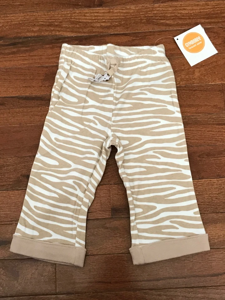 Nuevo con etiquetas Pantalón Gymboree Bebé Bronceado Beige Estampado Cebra Talla 6-12 meses Foto 1 de 4