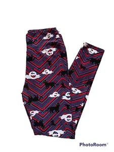 LuLaRoe OS Women’s Leggings Halloween Multicolor Chevron Black Cats Ghosts - Picture 1 of 7