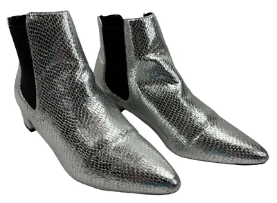 Topshop Botines Mujer Talla 7.5 Plateados Imitación Estampado Animal Ligeros Pull On Foto 1 de 4
