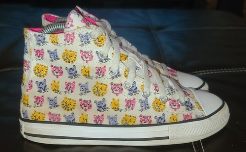 Sneakers alte Converse All Star stampa gatto bambino taglia 3