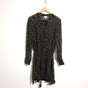 Witchery Dress / Long Top Sz 12 Green Black Print Long Sleeve Lined Viscose - Foto 1 di 8