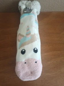 Unicorn Thick Fuzzy Slipper Socks W/ Grippers Shoe Size 4-10 - Picture 1 of 8