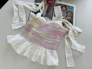 300€ LOVE SHACK FANCY Tunika-Bluse ITALY Rosa zart Glitzer 4 L 38/40 so süß NEU - Picture 1 of 8