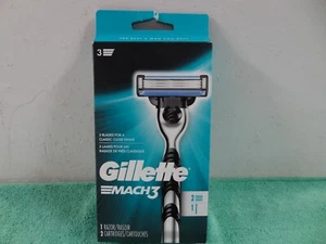 NEW Gillette Mach3 Men's Razor + 2 Cartridges Blade Refills - Picture 1 of 7