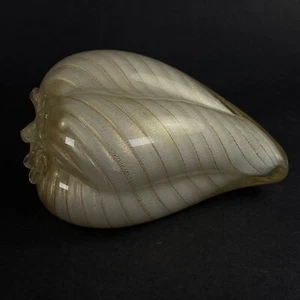 Murano Glass Bell Pepper Hand Blown Gold Flecks White Art Glass Life Size - Bild 1 von 7