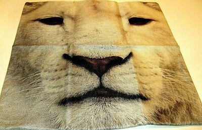 Square Cotton Canvas Lion Face Pillow Cover 17" x 17" NEW (#54) - Image 1 of 4