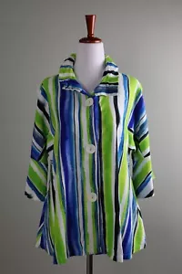 DAMEE, Inc $175 Striped Dolman Sleeve Ruffle Collar Jacket Top Size Small - Picture 1 of 6