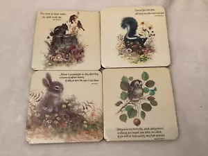 Sottobicchieri animali del bosco Pimpernel ~ gufo coniglietto Skunk Bird ~ set di 4 ~ oro - Foto 1 di 10
