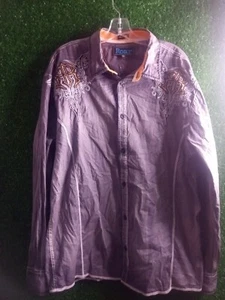 Roar Button Up Men's Gray And White And Orange Size 2X - Picture 1 of 4