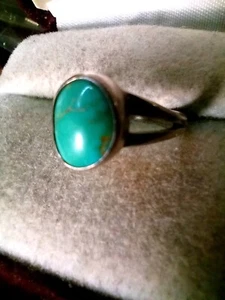 NATIVE AMERICAN TURQUOISE SILVER Vintage HAND MADE RING - Picture 1 of 5