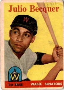 Julio Becquer Washington Senators RC 1958 Topps 458 - Imagen 1 de 2