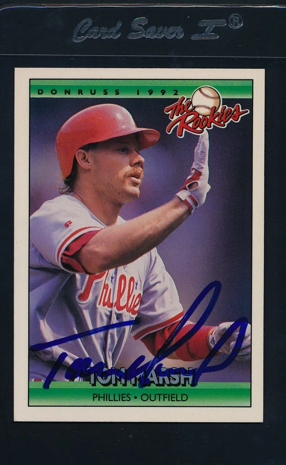 1992 Donruss Leaf #66 Tom Marsh Phillies Signed Auto *25112 - Image 1 of 1