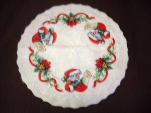 VINTAGE 1990 17" DIAMETER SANTA TREE SKIRT BY CHERYL JOHNSON - Picture 1 of 1
