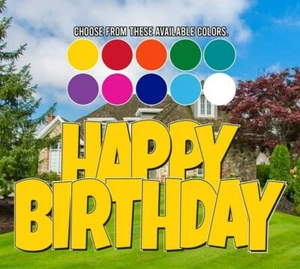 24" Happy Birthday Quick Set Yard Sign Letters | 5pc Outdoor Lawn Decorations  - Picture 1 of 10